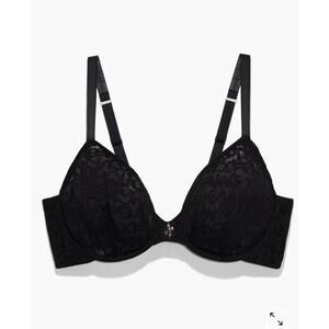 Savage X Fenty 46DDD Underwire Bra Black Lace Unlined Sexy Support 1550